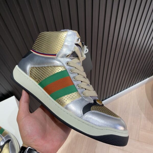 Gucci Women's Screener High-top Sneakers Silver Gold For Women 5634850