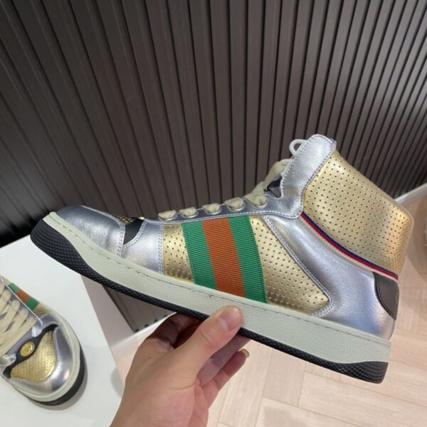 Gucci Women's Screener High-top Sneakers Silver Gold For Women 5634850