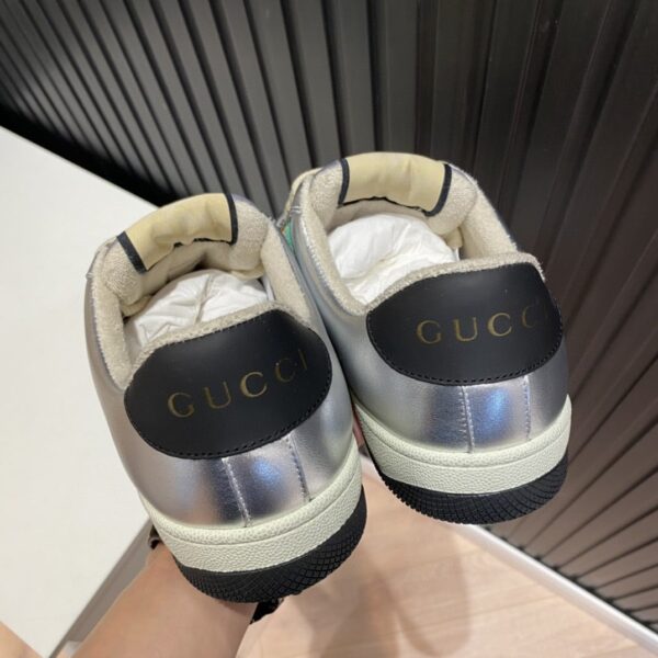 Gucci Women's Screener Low Top Sneakers Silver Gold For Women 627833 1TR20 8162
