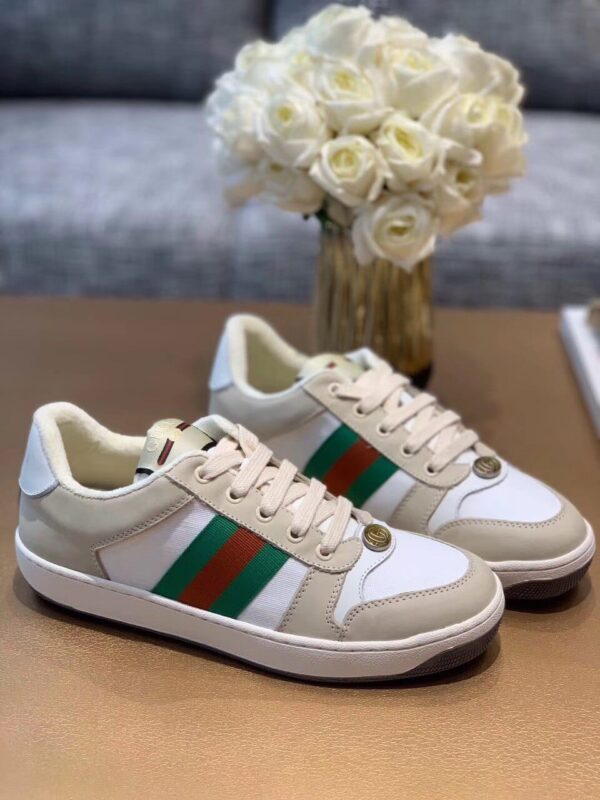 Gucci Women's Screener Sneaker With Web Beige/White For Women GG