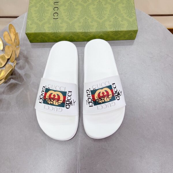Gucci Women's Slide Sandal With GG Web White For Women 407345