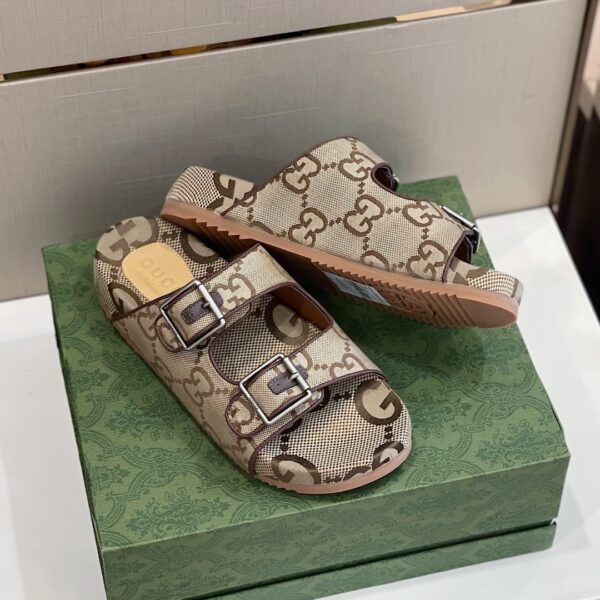 Gucci Women's Slide Sandal With Straps Beige For Women GG