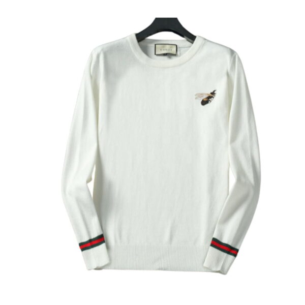 Gucci Wool Jacquard Bee Logo Jumper White For Men
