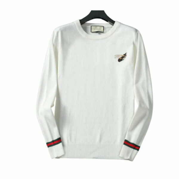 Gucci Wool Jacquard Bee Logo Jumper White For Men