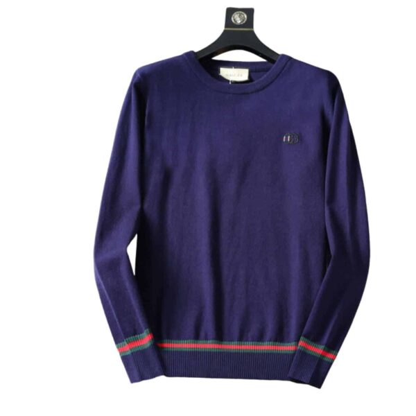 Gucci Wool Jacquard Jumper GG Navy Blue For Men