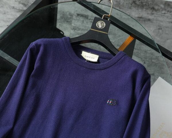 Gucci Wool Jacquard Jumper GG Navy Blue For Men