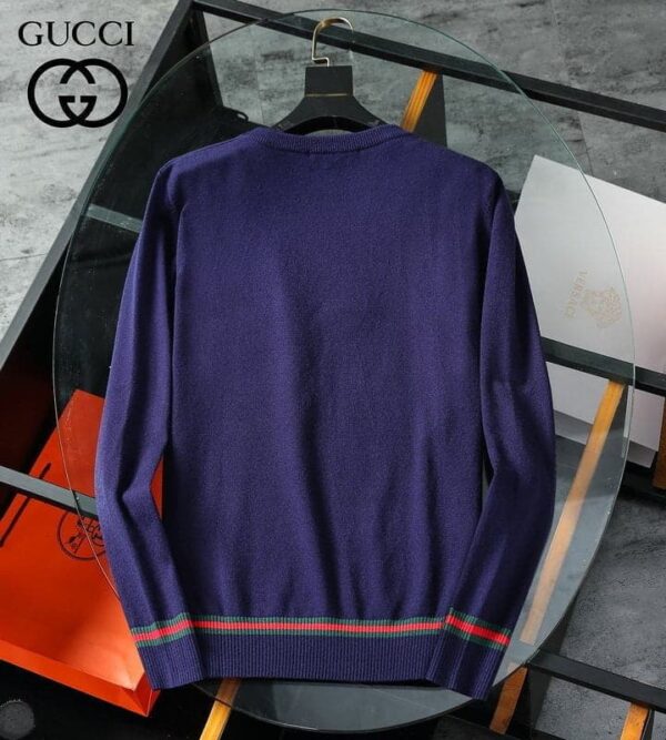Gucci Wool Jacquard Jumper GG Navy Blue For Men