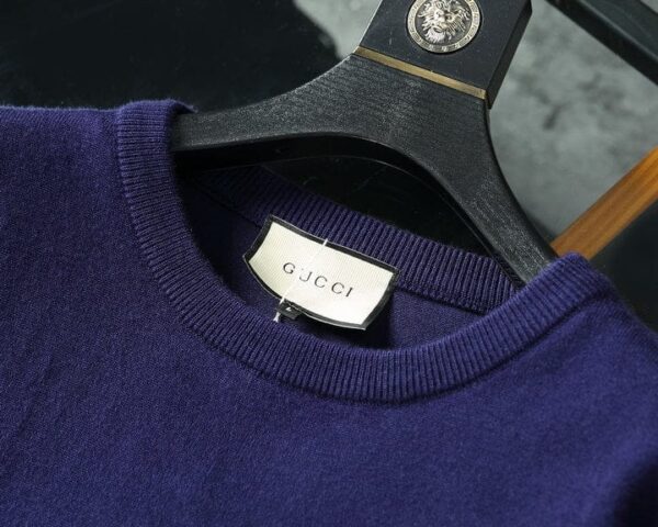 Gucci Wool Jacquard Jumper GG Navy Blue For Men
