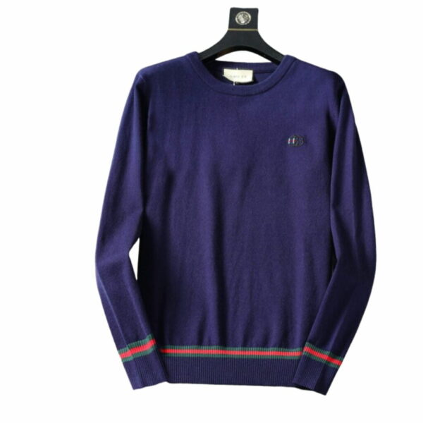 Gucci Wool Jacquard Jumper GG Navy Blue For Men