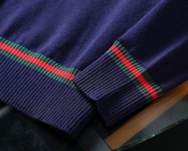 Gucci Wool Jacquard Jumper GG Navy Blue For Men