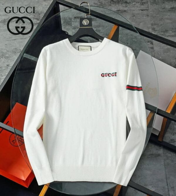 Gucci Wool Jacquard Logo Jumper White For Men