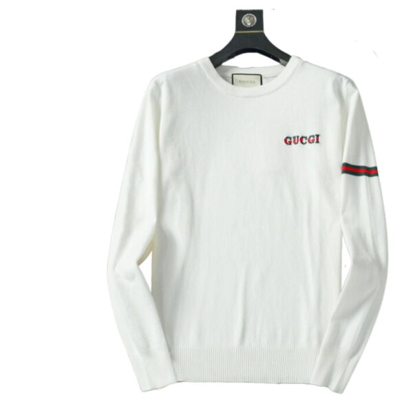 Gucci Wool Jacquard Logo Jumper White For Men