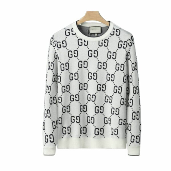 Gucci Wool Jacquard Sweater GG White For Men