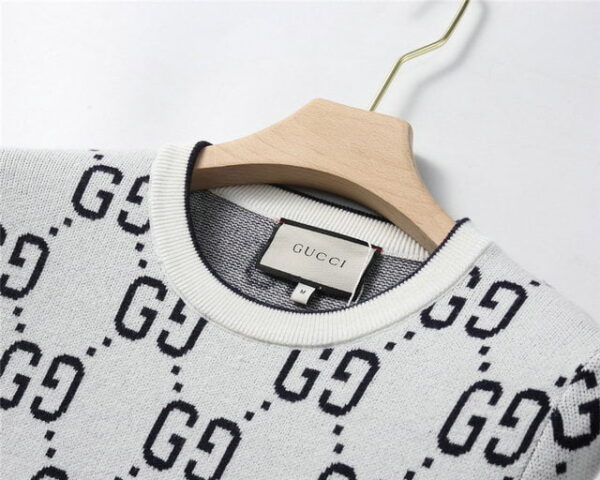 Gucci Wool Jacquard Sweater GG White For Men