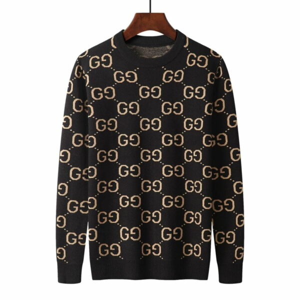 Gucci Wool Knitted GG Sweatshirt Brown For Men