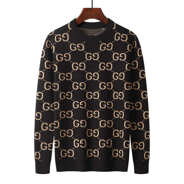 Gucci Wool Knitted GG Sweatshirt Brown For Men