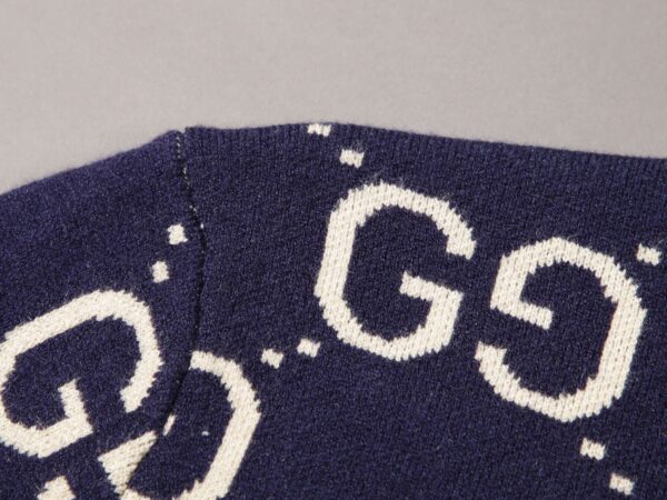 Gucci Wool Knitted GG Sweatshirt Navy Blue For Men