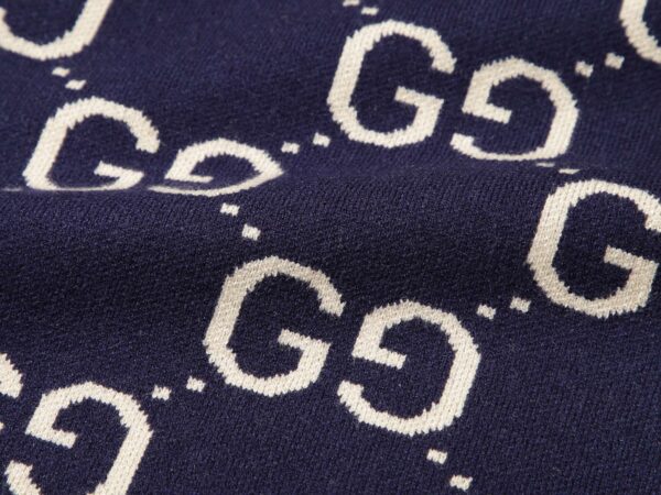 Gucci Wool Knitted GG Sweatshirt Navy Blue For Men
