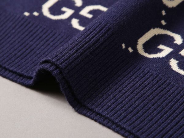 Gucci Wool Knitted GG Sweatshirt Navy Blue For Men