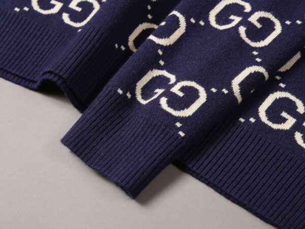 Gucci Wool Knitted GG Sweatshirt Navy Blue For Men