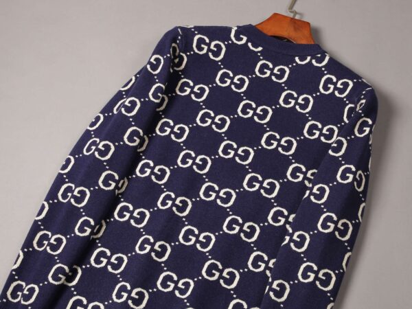 Gucci Wool Knitted GG Sweatshirt Navy Blue For Men