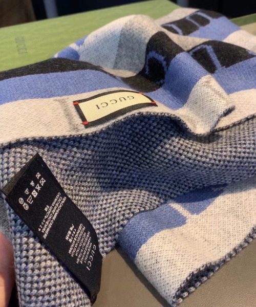Gucci Wool Multicolor Line in Grey and Blue Scarf 150cm/71in 
