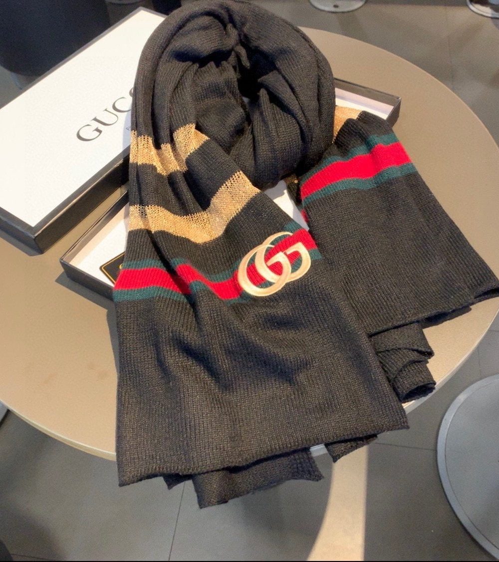 Gucci Wool Scarf With Pockets Scarf Black 190cm/75in 