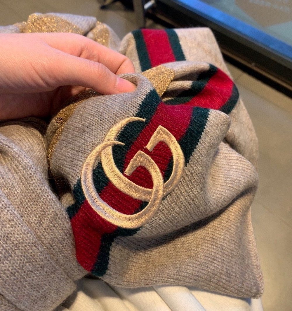 Gucci Wool Scarf With Pockets Scarf Grey 190cm/75in