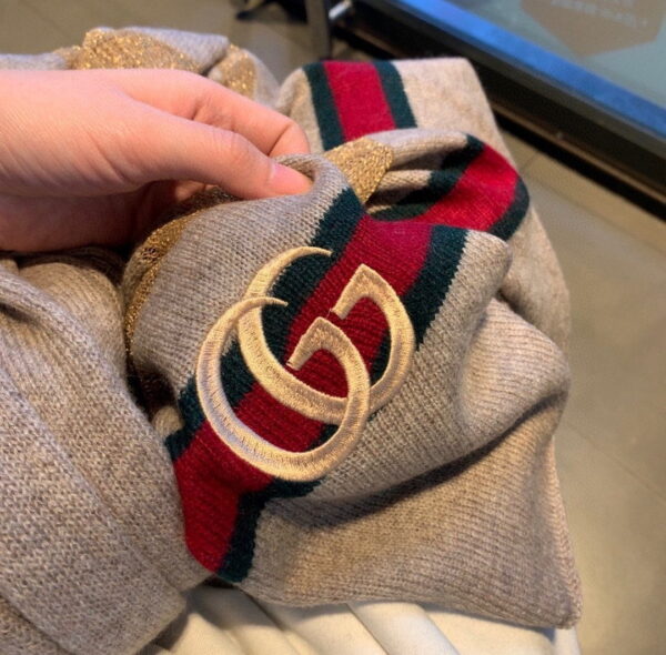Gucci Wool Scarf With Pockets Scarf Grey 190cm/75in