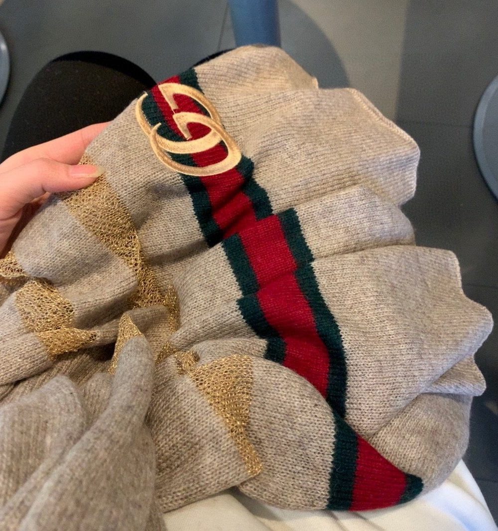 Gucci Wool Scarf With Pockets Scarf Grey 190cm/75in