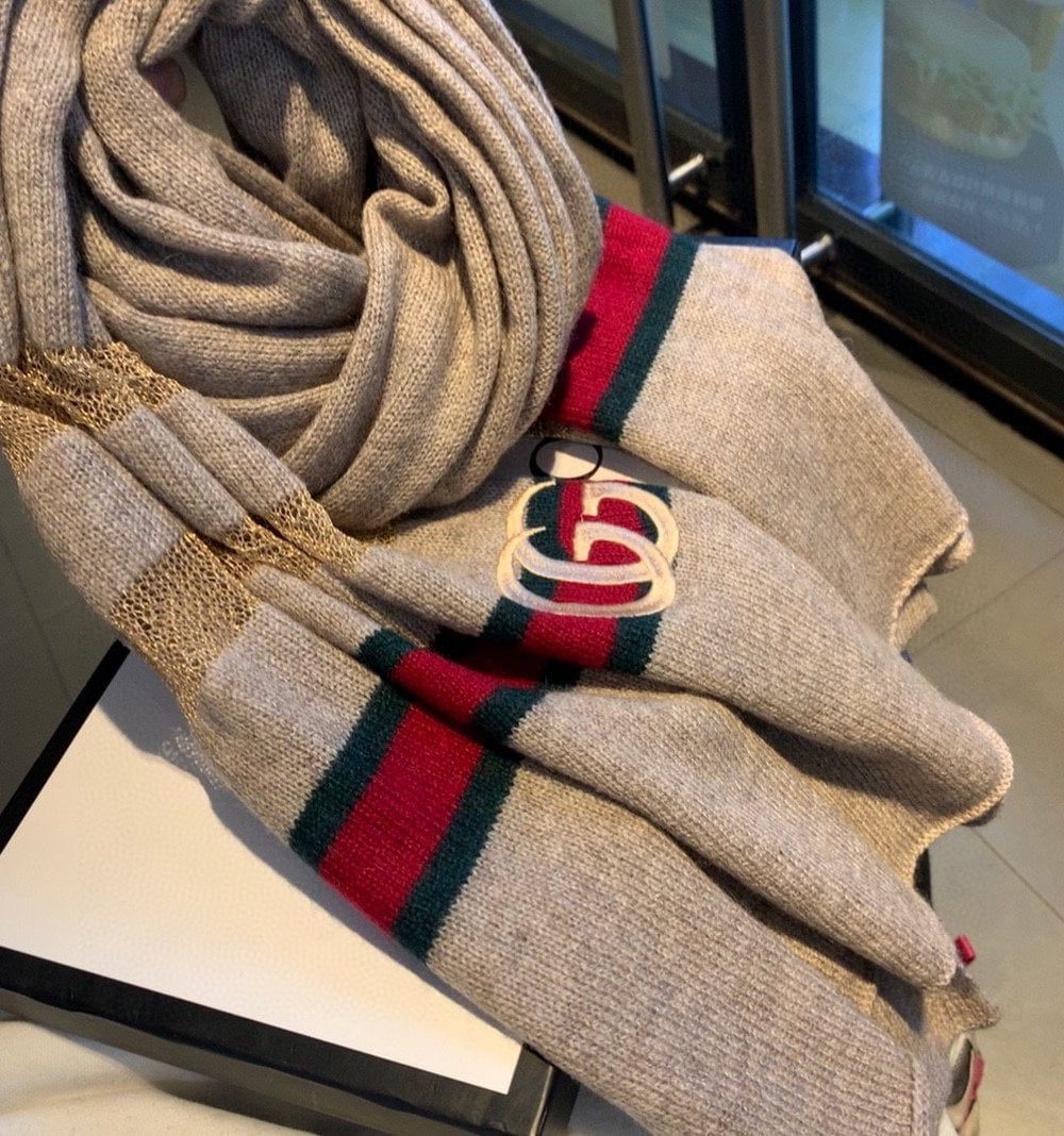 Gucci Wool Scarf With Pockets Scarf Grey 190cm/75in
