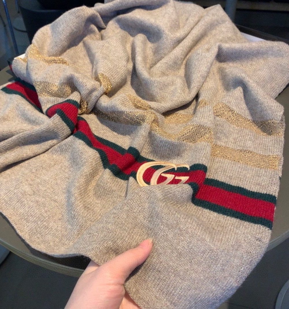 Gucci Wool Scarf With Pockets Scarf Grey 190cm/75in