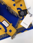 Gucci Wool Silk Jacquard Monogram Blue/Yellow Scarf 180cm/71in 