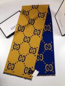 Gucci Wool Silk Jacquard Monogram Blue/Yellow Scarf 180cm/71in 