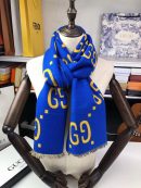 Gucci Wool Silk Jacquard Monogram Blue/Yellow Scarf 180cm/71in 