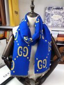 Gucci Wool Silk Jacquard Monogram Blue/Yellow Scarf 180cm/71in 