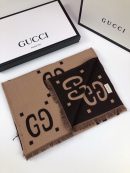 Gucci Wool Silk Jacquard Monogram Brown/Beige Scarf 180cm/71in 495592 4G350 2179 