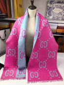 Gucci Wool Silk Jacquard Monogram Light Pink/ Light Blue Scarf 180cm/71in 