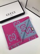 Gucci Wool Silk Jacquard Monogram Light Pink/ Light Blue Scarf 180cm/71in 