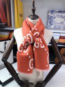 Gucci Wool Silk Jacquard Monogram Red/ White Scarf 180cm/71in 