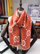 Gucci Wool Silk Jacquard Monogram Red/ White Scarf 180cm/71in 