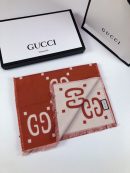 Gucci Wool Silk Jacquard Monogram Red/ White Scarf 180cm/71in 