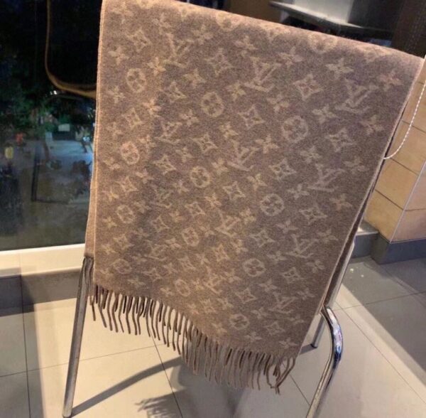 Gucci Wool Stole Pattern Knitted Brown Scarf 180cm/71in