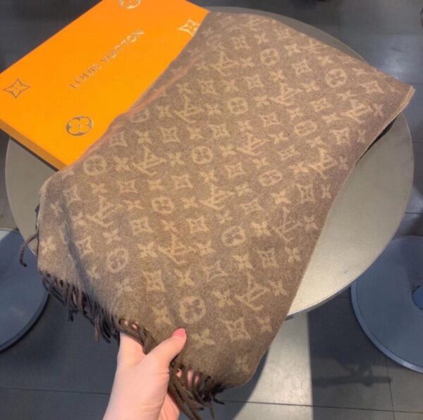 Gucci Wool Stole Pattern Knitted Brown Scarf 180cm/71in