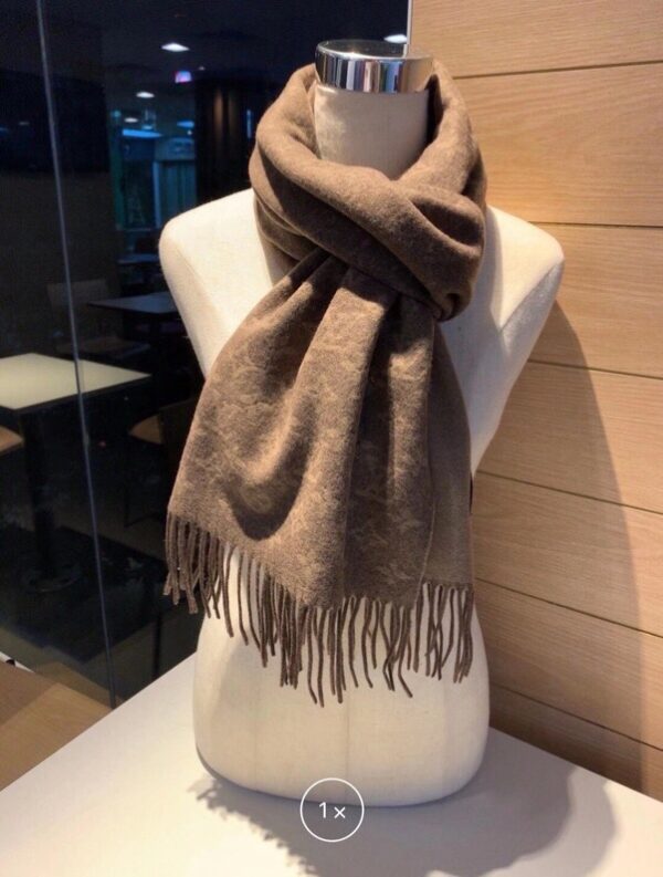 Gucci Wool Stole Pattern Knitted Brown Scarf 180cm/71in