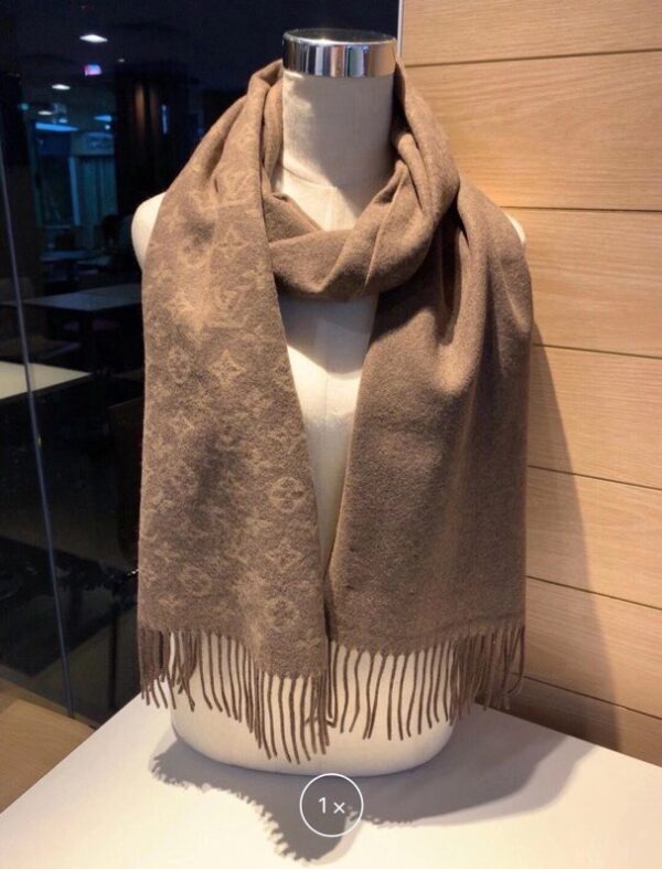 Gucci Wool Stole Pattern Knitted Brown Scarf 180cm/71in