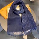 Gucci Wool Stole Pattern Knitted Navy Blue Scarf 180cm/71in 