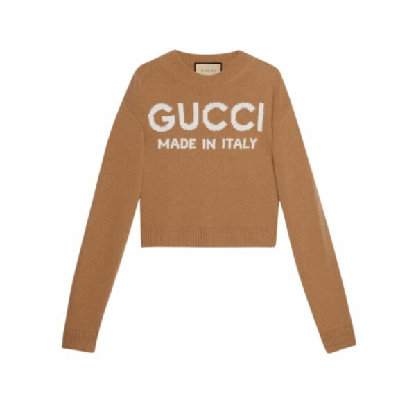 Gucci Wool Top With Gucci Intarsia For Women- ‎770072 XKDRP 2296
