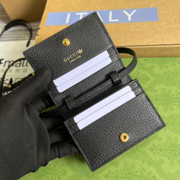 1:1 Replica Gucci x Adidas Card Case With Horsebit Black For Women, Women's Bags 4.2in/11cm GG
