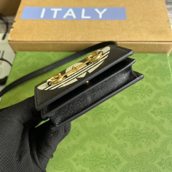 1:1 Replica Gucci x Adidas Card Case With Horsebit Black For Women, Women's Bags 4.2in/11cm GG